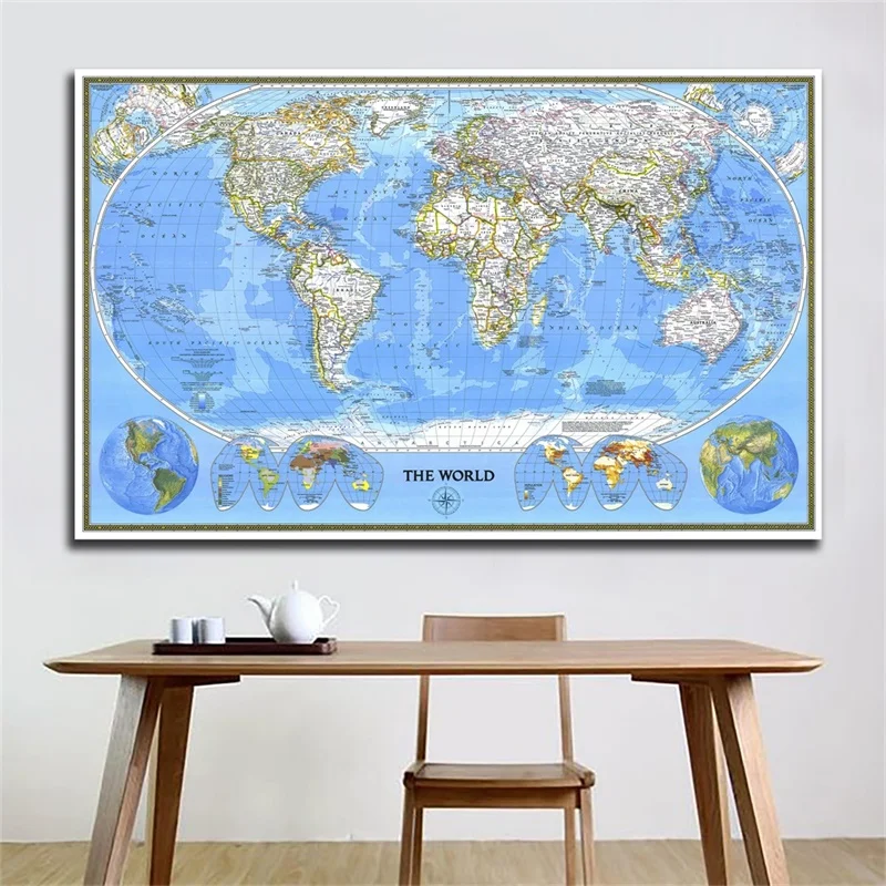 59*42cm World Map 1988 Office Supplies Detailed Poster Wall Chart Non Woven Wallpapers Map of World Poster Decoration
59*42cm World Map 1988 Office Supplies Detailed Poster Wall Chart Non Woven Wallpapers Map of World Poster Decoration