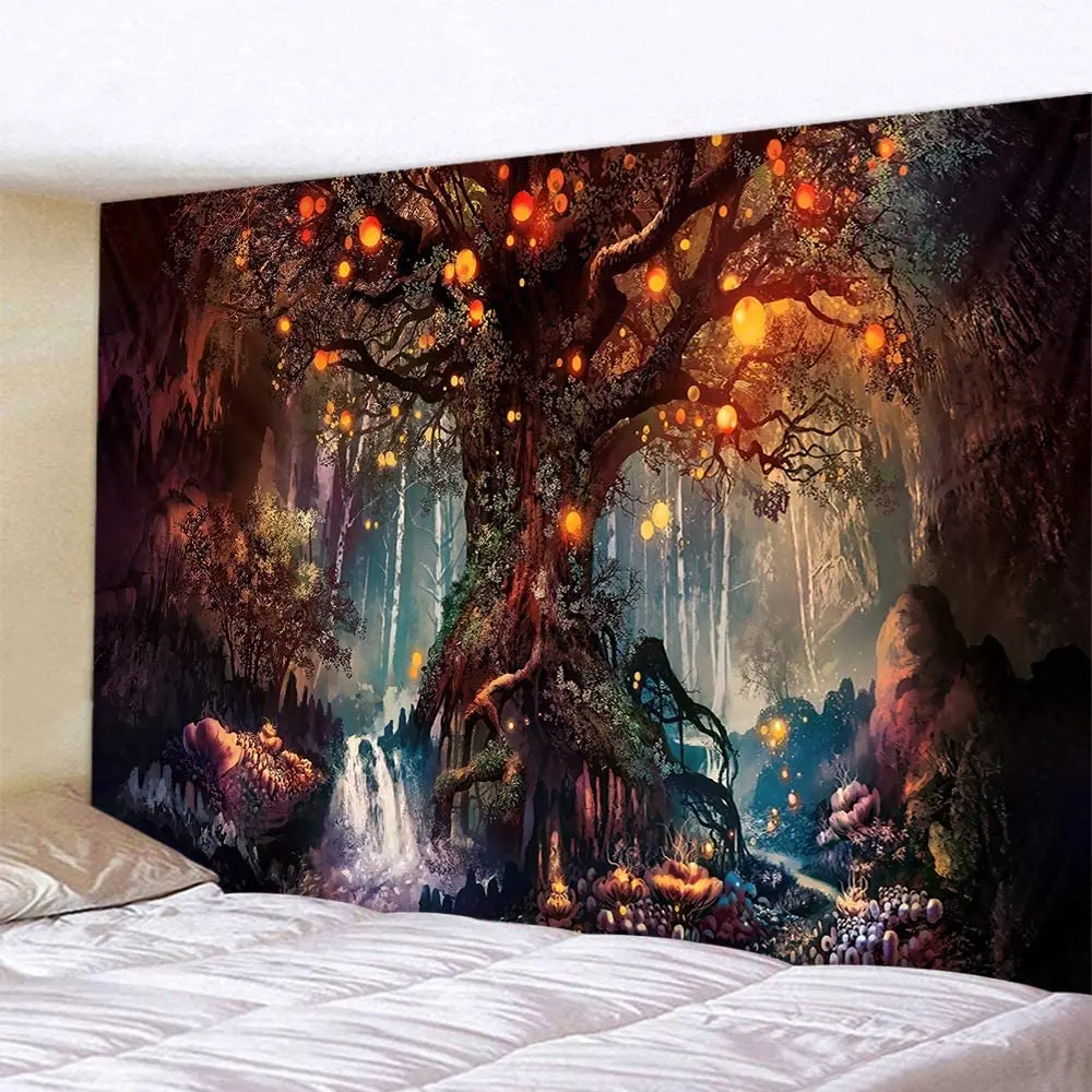 Wishing Lantern Trees Tapestry Wall Hanging Psychedelic Landscape Wall Tapestry Carpet Bed Sheet Bohemian Hippie Home Decor
Wishing Lantern Trees Tapestry Wall Hanging Psychedelic Landscape Wall Tapestry Carpet Bed Sheet Bohemian Hippie Home Decor