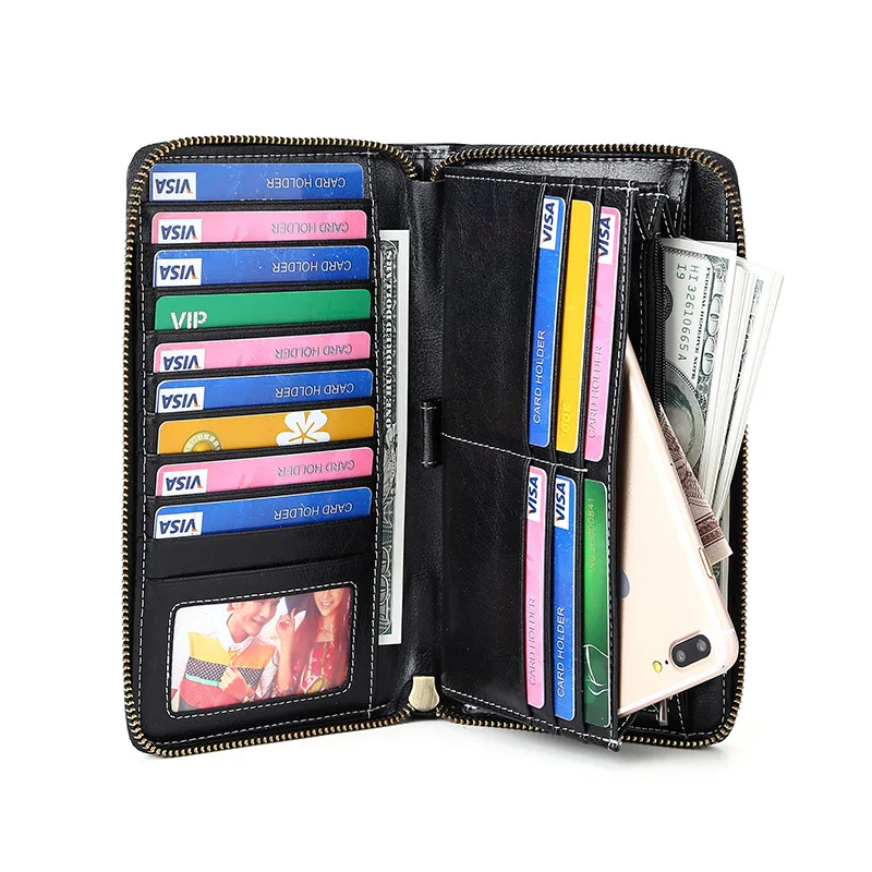 Vintage Women Wallets Long Split Leather Large Capacity Female Zipper Clutch Purse Card Holder
Vintage Women Wallets Long Split Leather Large Capacity Female Zipper Clutch Purse Card Holder