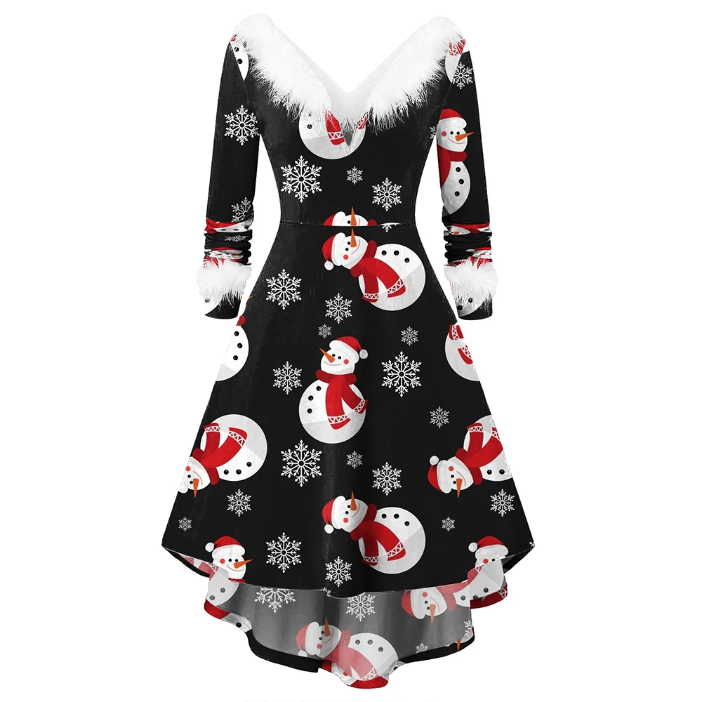 Xmas Winter Women Pullover Snowflake Print Casual Knee Length Dresses Party Sexy V-Neck Dress Long Sleeve Christmas A-Line Dress
Xmas Winter Women Pullover Snowflake Print Casual Knee Length Dresses Party Sexy V-Neck Dress Long Sleeve Christmas A-Line Dress