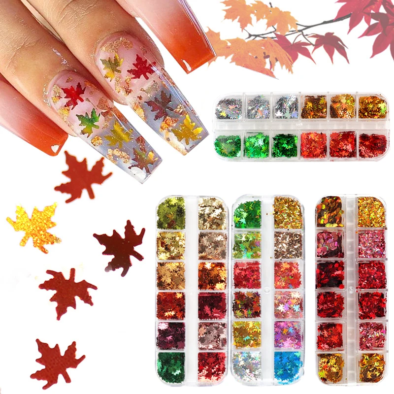 12 Grids/Box Maple Leaf Nail Sequins Holographic Glitter Flakes Nail Sequins Paillette DIY Manicure Nail Art Decoration
12 Grids/Box Maple Leaf Nail Sequins Holographic Glitter Flakes Nail Sequins Paillette DIY Manicure Nail Art Decoration