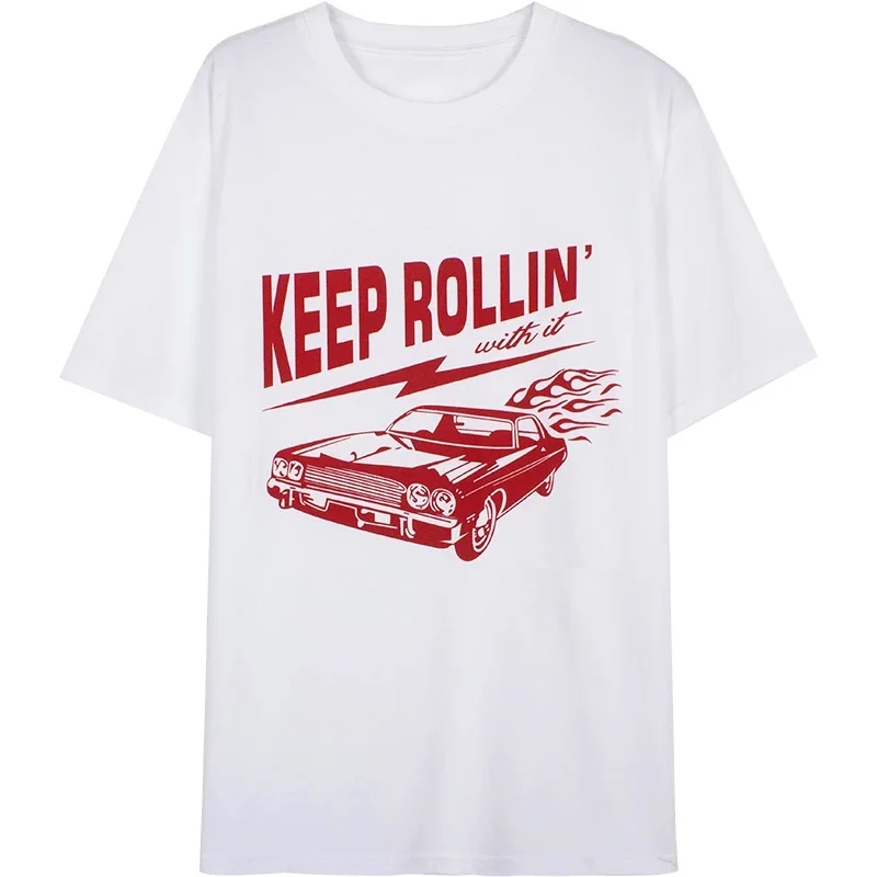 Keep Rolling With it Vintage Female Inspire Shirt Car Printed Cool White Cotton Short Sleeve Tops Loose Round Neck Graphic Tees
Keep Rolling With it Vintage Female Inspire Shirt Car Printed Cool White Cotton Short Sleeve Tops Loose Round Neck Graphic Tees
