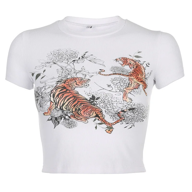 1J wholesale clothing tiger printed slim crop top T-shirt custom logo print on product and package from 1pc dropship
1J wholesale clothing tiger printed slim crop top T-shirt custom logo print on product and package from 1pc dropship