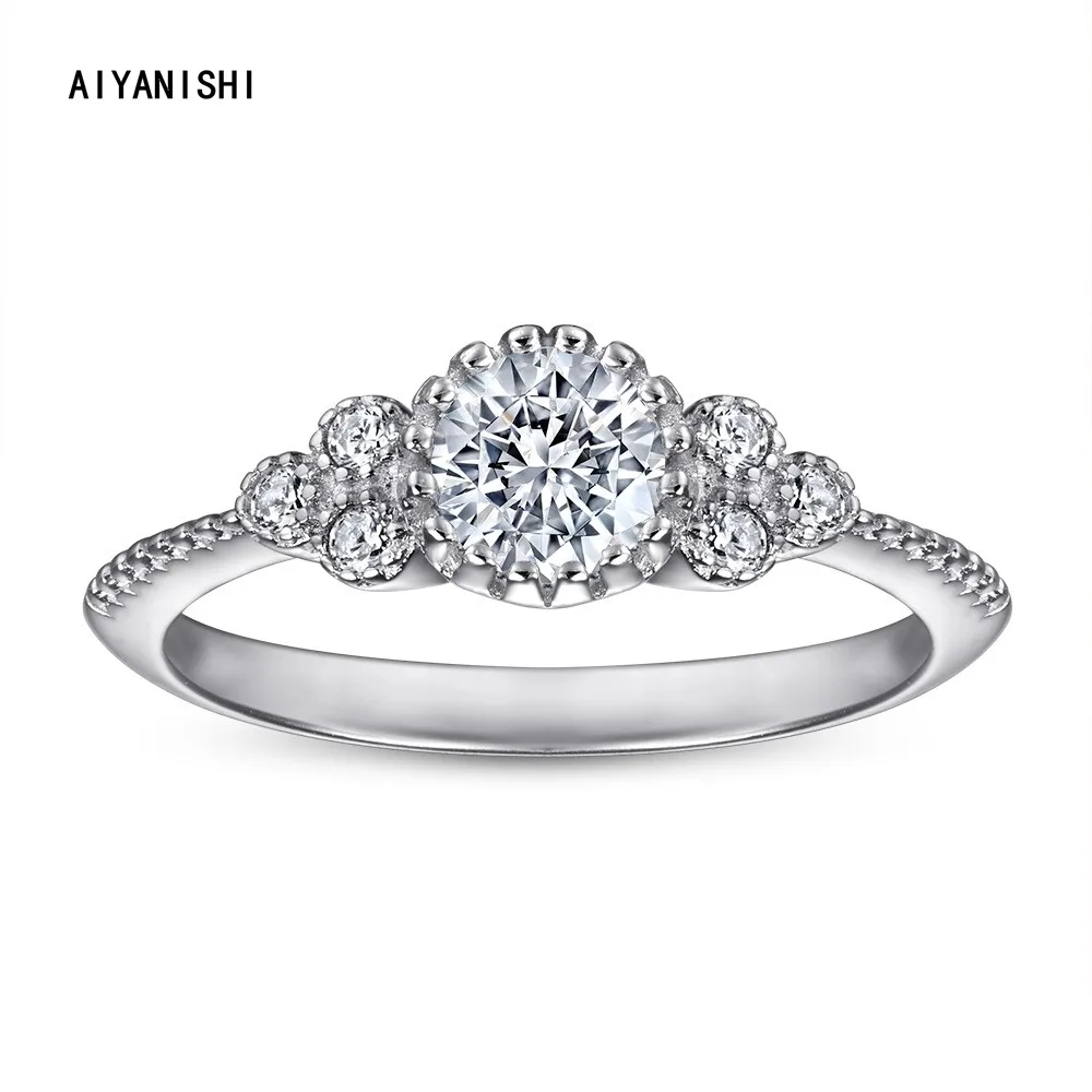 

AIYANISHI, серебро 925 пробы, кольца с цветком для женщин, Свадебное обручальное кольцо, ювелирные изделия