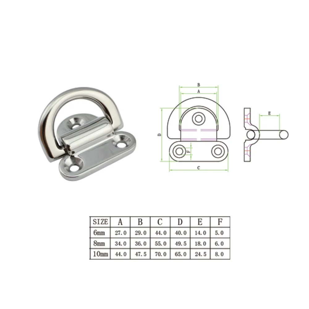 2PCS 316 Stainless Steel Folding Pad Eye Plate With Ring 6mm 8mm 10mm Heavy Duty Marine Hardware Folding Pad Eye
2PCS 316 Stainless Steel Folding Pad Eye Plate With Ring 6mm 8mm 10mm Heavy Duty Marine Hardware Folding Pad Eye