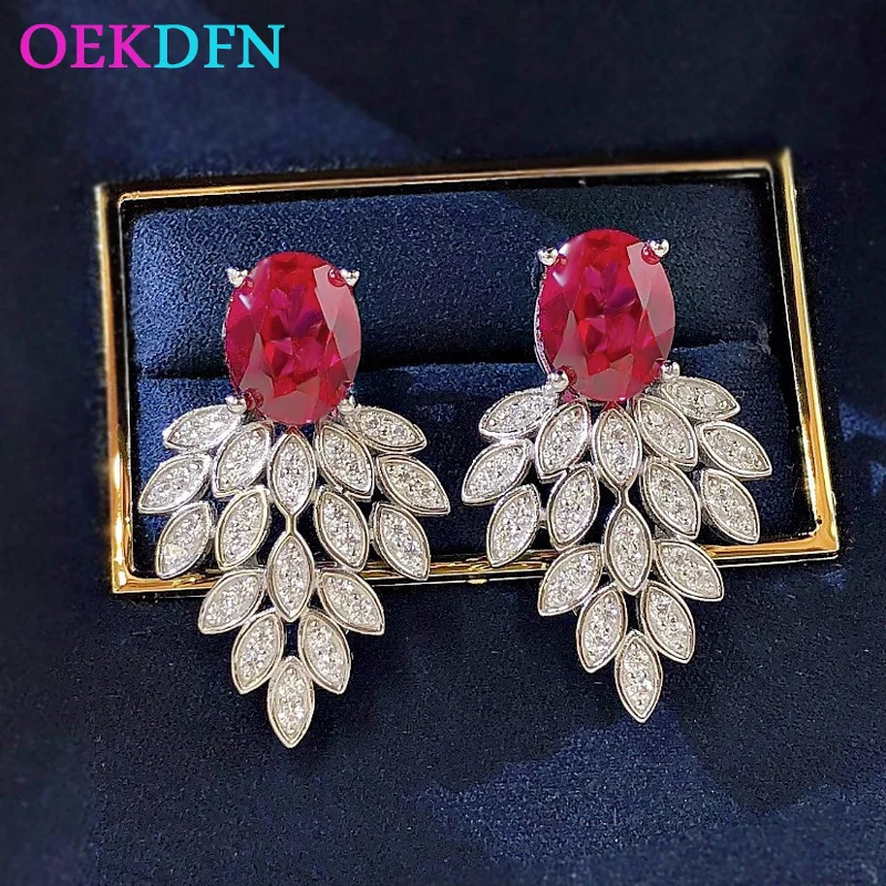 OEKDFN Luxury 100% 925 Sterling Silver Created 7x9MM Ruby High Carbon Diamond Drop Drangle Earrings For Women Party Fine Jewelry
OEKDFN Luxury 100% 925 Sterling Silver Created 7x9MM Ruby High Carbon Diamond Drop Drangle Earrings For Women Party Fine Jewelry