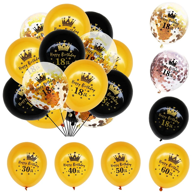 18 30 40 50 60 Birthday Balloon 15pcs/set Black Gold Confetti Latex Ballons for Adults Birthday Party Decoration Supplies Globos
18 30 40 50 60 Birthday Balloon 15pcs/set Black Gold Confetti Latex Ballons for Adults Birthday Party Decoration Supplies Globos