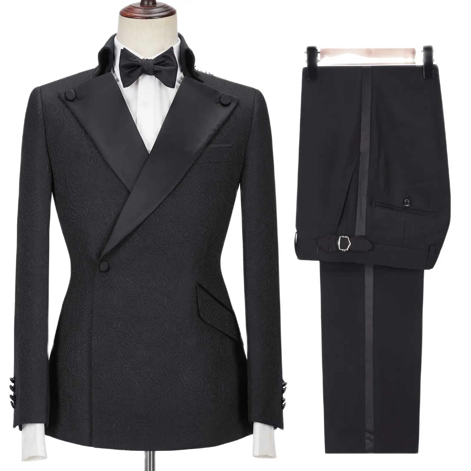 Latest Coat Design Men Suits Costume Homme Tailor-Made Tuxedo 2 Pieces Blazers Wedding Party Singer Groom Black 
Latest Coat Design Men Suits Costume Homme Tailor-Made Tuxedo 2 Pieces Blazers Wedding Party Singer Groom Black