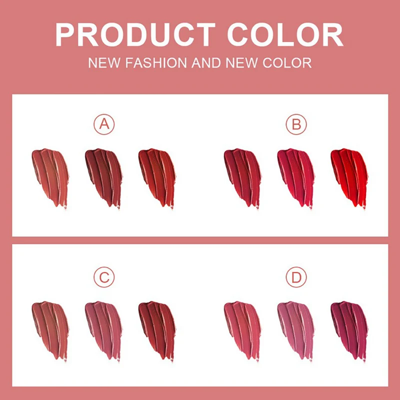 1 Box Of 3 Colors Inlaid Velvet Matte Lip Gloss Natural Waterproof Moisturizing Easy To Wear Long-lasting Moisturizing Cosmetic
1 Box Of 3 Colors Inlaid Velvet Matte Lip Gloss Natural Waterproof Moisturizing Easy To Wear Long-lasting Moisturizing Cosmetic