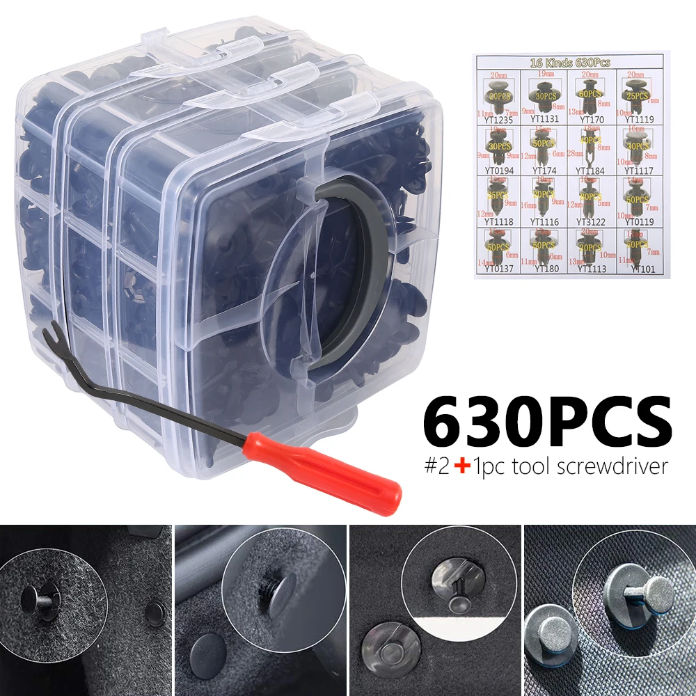 630 Pcs/Set Auto Fastener Clip Mixed Car Body Push Retainer Pin Rivet Bumper Door Trim Panel Retainer Fastener Kit Fastener Clip
630 Pcs/Set Auto Fastener Clip Mixed Car Body Push Retainer Pin Rivet Bumper Door Trim Panel Retainer Fastener Kit Fastener Clip