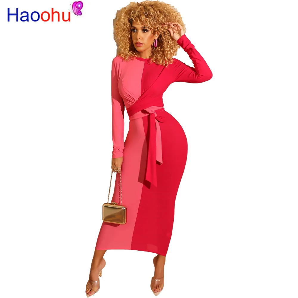 HAOOHU Women O-neck Bodycon Winter Long Dress Female Vintage Full Sleeve Sashes Bodycon Night Club Maxi Dresses Vestido
HAOOHU Women O-neck Bodycon Winter Long Dress Female Vintage Full Sleeve Sashes Bodycon Night Club Maxi Dresses Vestido