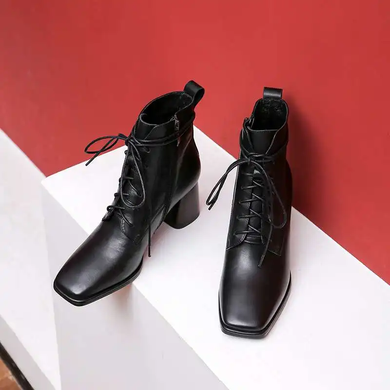 Lenkise genuine leather square toe high heels handmade winter shoes women keep warm cross-tied young lady casual ankle boots L03
Lenkise genuine leather square toe high heels handmade winter shoes women keep warm cross-tied young lady casual ankle boots L03