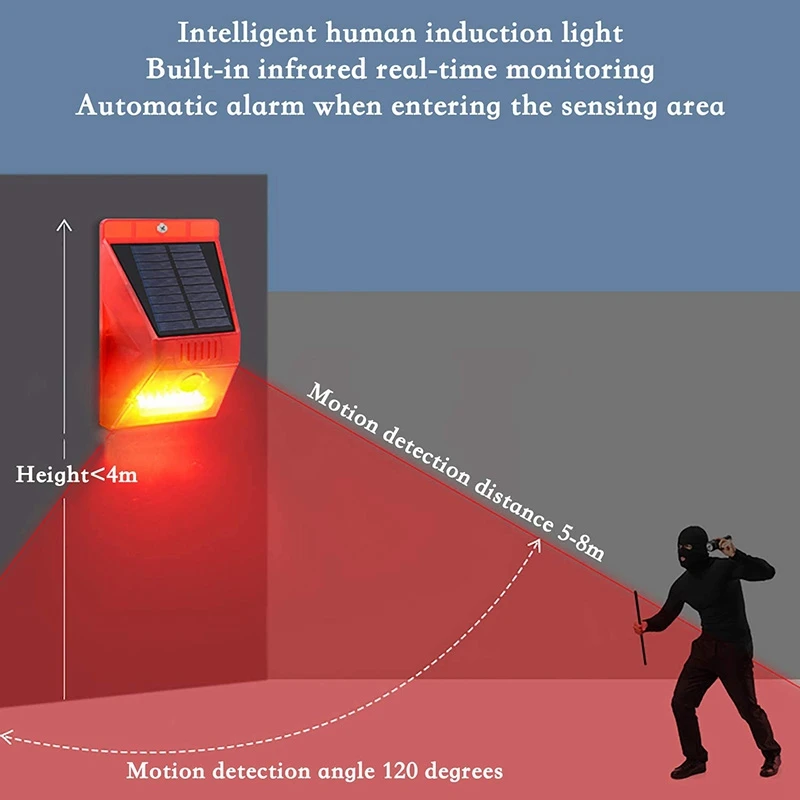 Solar Strobe Light with Remote Control,Solar Alarm Light Sound Alarm,Protect Your Home,Farm, Barn, Villa, Courtyard
Solar Strobe Light with Remote Control,Solar Alarm Light Sound Alarm,Protect Your Home,Farm, Barn, Villa, Courtyard