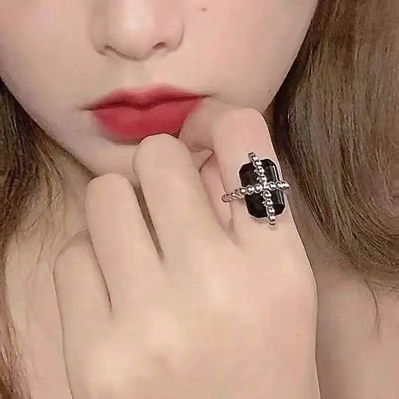 Fashion Cross Yellow Black Stones Open Rings For Women Personality New Jewelry Ring
Fashion Cross Yellow Black Stones Open Rings For Women Personality New Jewelry Ring