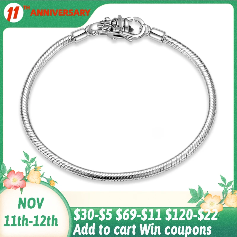 925 Sterling Silver Lobster Clasp Gentleman Bear Bead Chram Silver Bracelets 4 Styles Chain Bracelet for Women Fine Jewelry Gift
925 Sterling Silver Lobster Clasp Gentleman Bear Bead Chram Silver Bracelets 4 Styles Chain Bracelet for Women Fine Jewelry Gift