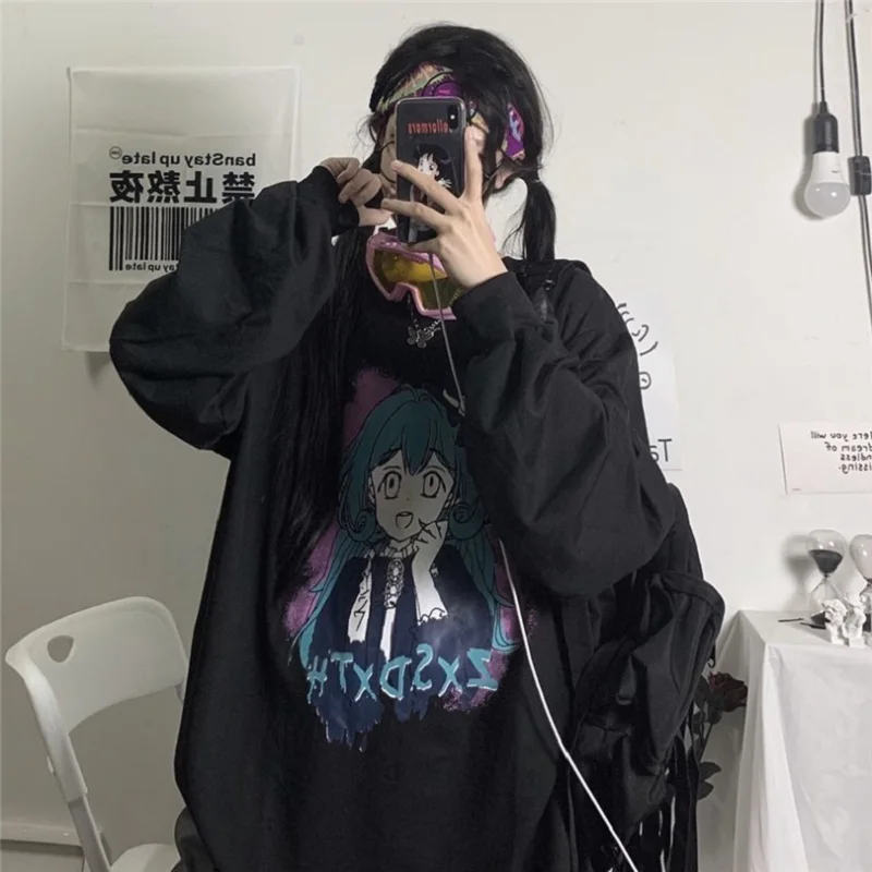 Autumn New Korean Women Sweatshirt Harajuku Oversize Loose Streetwear Long Sleeve Pullover Fun Cartoon Print Hip Hop Sweatshirt 
Autumn New Korean Women Sweatshirt Harajuku Oversize Loose Streetwear Long Sleeve Pullover Fun Cartoon Print Hip Hop Sweatshirt