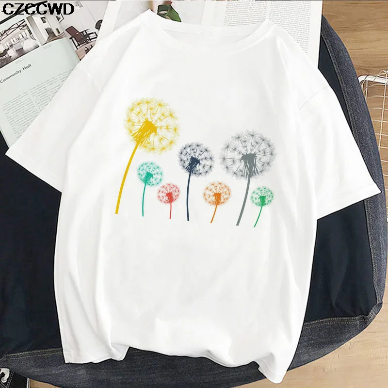 Hot Sale Summer Down Wildflower Dandelion Print Vogue Women T-shirt Simple Casual Fun T Shirt Gift For Lady Yong Girl Tops Tees
Hot Sale Summer Down Wildflower Dandelion Print Vogue Women T-shirt Simple Casual Fun T Shirt Gift For Lady Yong Girl Tops Tees