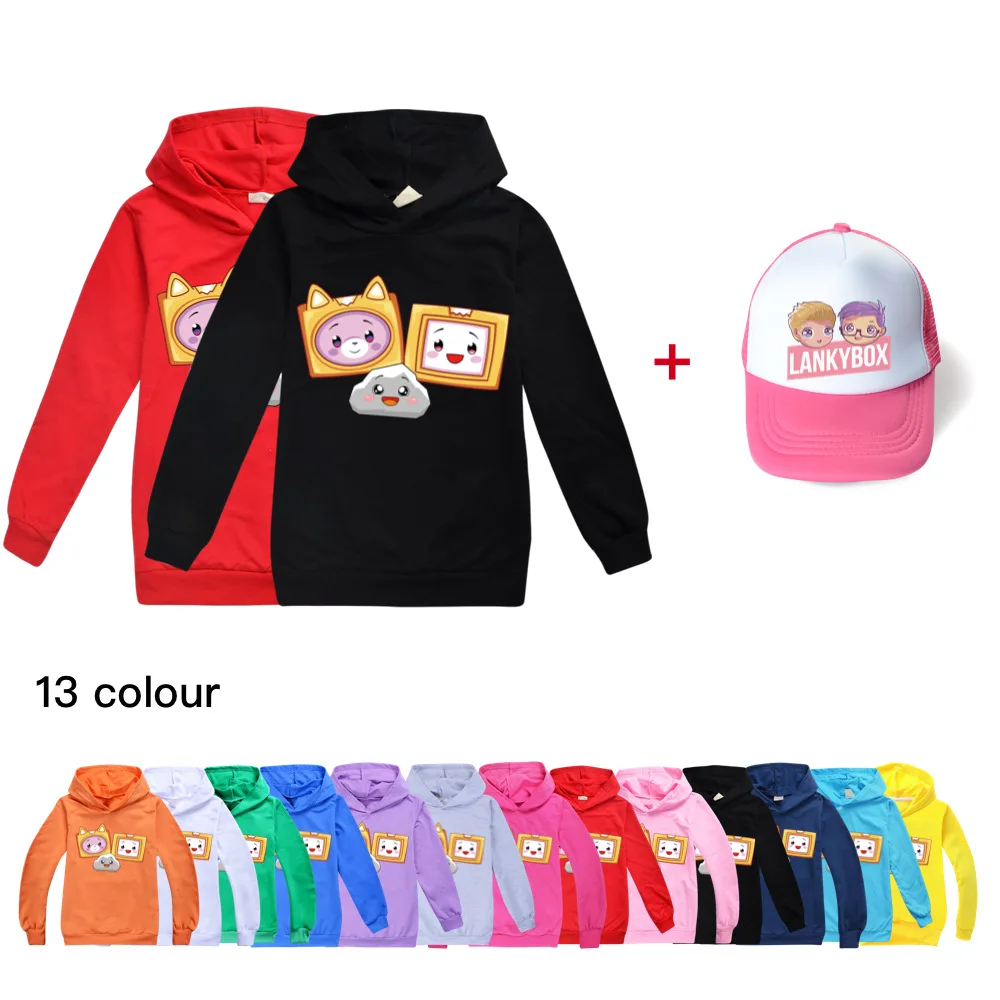 Boys Hooded Sweater Shirt + Hat Lankybox Kids Clothes Boys 2-16Y Cotton Girls Fashion Clothes Toddler Long Sleeve Tops Tshirt
Boys Hooded Sweater Shirt + Hat Lankybox Kids Clothes Boys 2-16Y Cotton Girls Fashion Clothes Toddler Long Sleeve Tops Tshirt