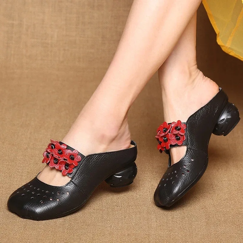 Женские тапочки BEYARNE2021 в народном стиле из натуральной кожи женская обувь