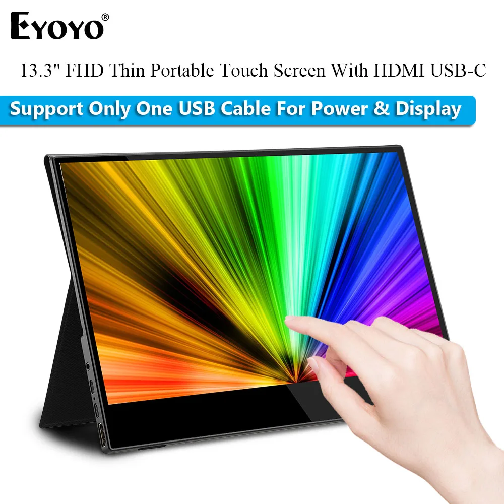 Сенсорный игровой монитор Eyoyo EM13T 13 3 дюйма портативный 1920x1080 IPS FHD USB C HDMI второй