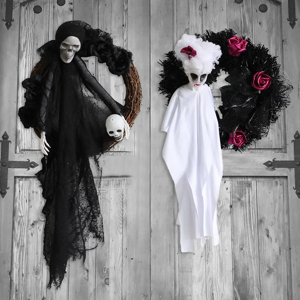 New Halloween Ghost Ghost Door Ornaments Home Wreath Ornaments Props Skull Wreath Cloth Holiday Horror Party Wreath Ornaments
New Halloween Ghost Ghost Door Ornaments Home Wreath Ornaments Props Skull Wreath Cloth Holiday Horror Party Wreath Ornaments
