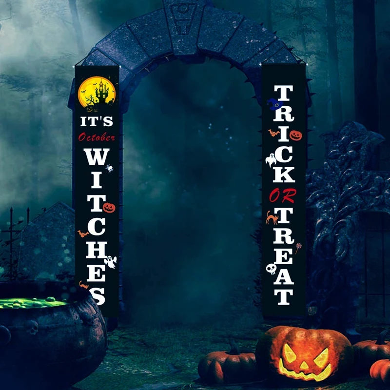 Halloween Decorations Porch Sign Set - Trick or Treat & It's Witches Welcome Banners Couplets for Front Door Wall Indoor
Halloween Decorations Porch Sign Set - Trick or Treat & It's Witches Welcome Banners Couplets for Front Door Wall Indoor