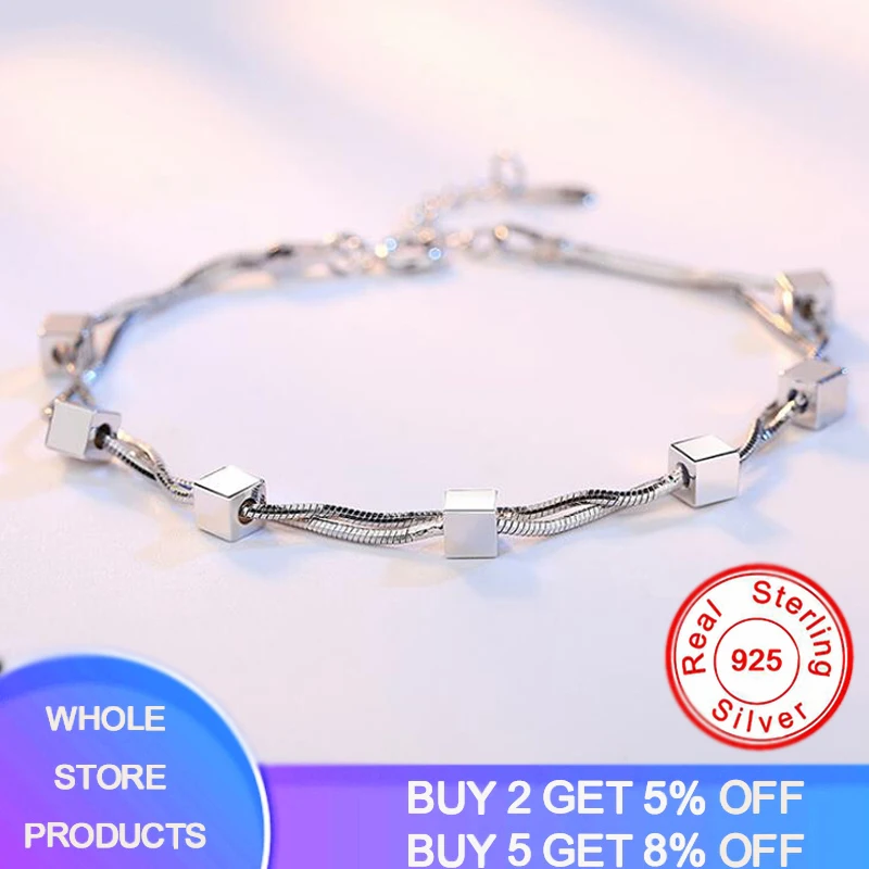 YANHUI 925 Solid Silver Square Cube Charm Bracelets For Women Fine Jewelry Link Chain Bangle Party Fashion Female Bracelet Gift
YANHUI 925 Solid Silver Square Cube Charm Bracelets For Women Fine Jewelry Link Chain Bangle Party Fashion Female Bracelet Gift