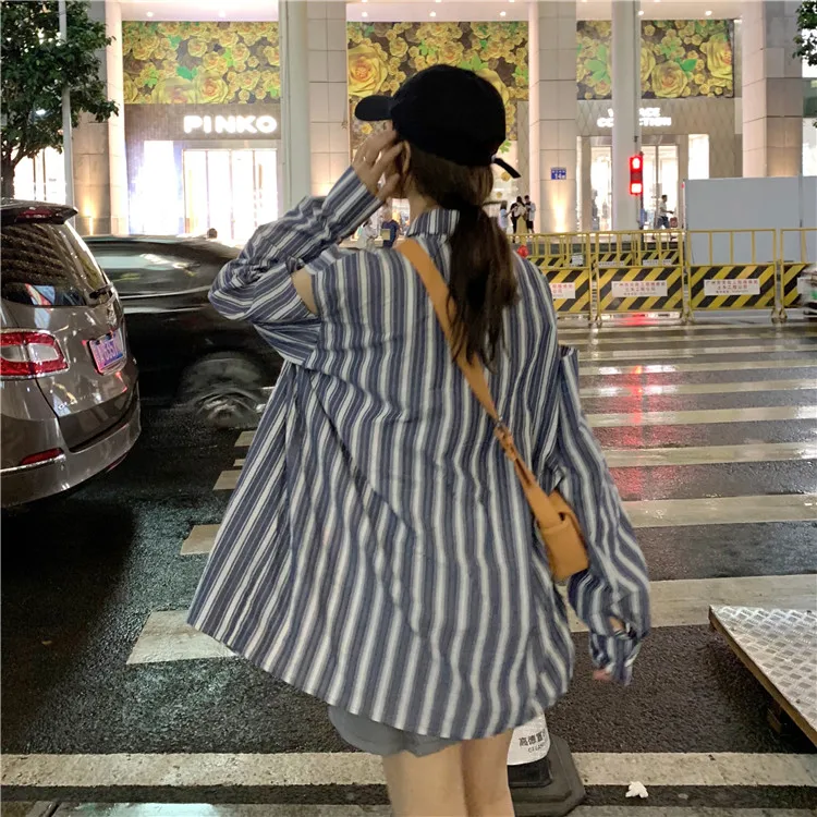 Japanese Blue Striped Shirt Women's Design Sense Niche Retro French Scheming off-Shoulder Spring and Autumn Casual Long Sleeve
Japanese Blue Striped Shirt Women's Design Sense Niche Retro French Scheming off-Shoulder Spring and Autumn Casual Long Sleeve