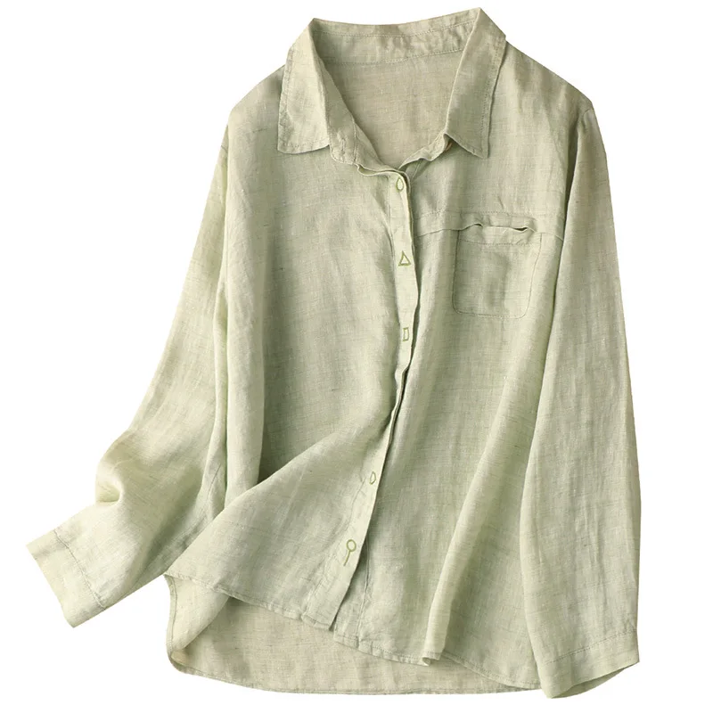 SHUCHAN 100% Linen Women Shirts Blouses Casual Turn-down Collar Women's Long Sleeve Tops Button Up Shirt
SHUCHAN 100% Linen Women Shirts Blouses Casual Turn-down Collar Women's Long Sleeve Tops Button Up Shirt