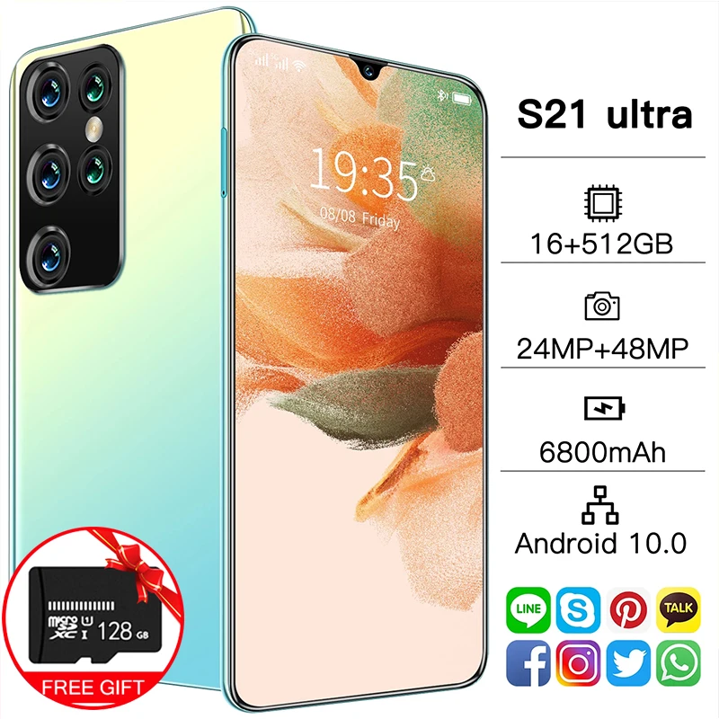 Смартфон глобальная версия 7,1 дюйма S21, 16 + 512 ГБ, Android 10, поддержка Google, GPS, Face ID, две SIM-карты, 10 ядер
Смартфон глобальная версия 7,1 дюйма S21, 16 + 512 ГБ, Android 10, поддержка Google, GPS, Face ID, две SIM-карты, 10 ядер