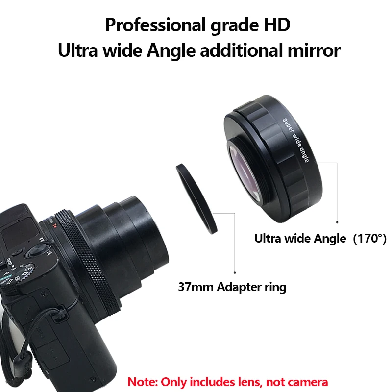 170 Wide Angle Lens Camera Lens for Sony ZV-1/RX 100 VII/for G7X3 Camera Accessories Camera Lens with 37mm Adapter Ring
170 Wide Angle Lens Camera Lens for Sony ZV-1/RX 100 VII/for G7X3 Camera Accessories Camera Lens with 37mm Adapter Ring
