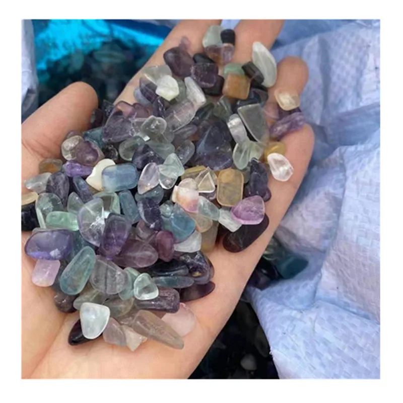 

Rainbow Fluorite Chips Crystals Healing Stones Wholesale Natural Polished Gravels For Decoration
