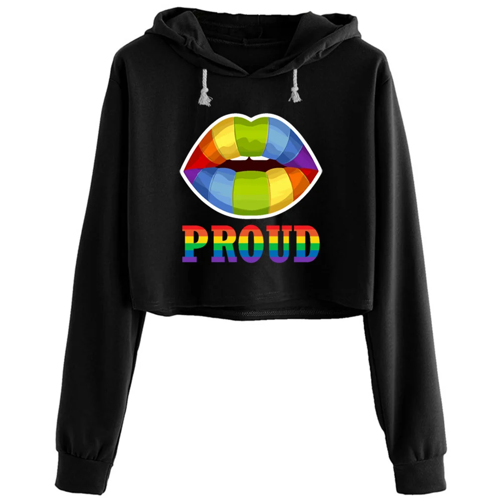 Женский укороченный пуловер Pride Rainbow Kissing Mouth, пуловер в стиле Харадзюку для девочек 
Женский укороченный пуловер Pride Rainbow Kissing Mouth, пуловер в стиле Харадзюку для девочек