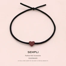 Small Love Black Popular Solid Elastic Hair Bands Wine red Headband Women Rubber Band Lady Letters Hair Accessories Scrunchie