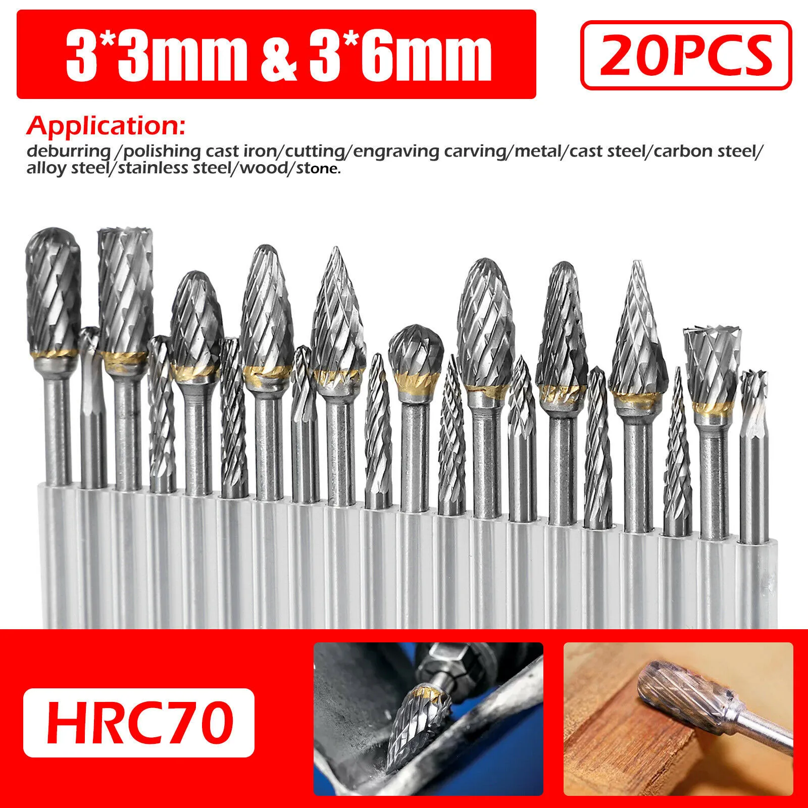 20pcs Tungsten Steel Carbide Burr Grinder Head Die Grinder Rotary Drill Bits Carbide Rotary Cutter Tool Bits
20pcs Tungsten Steel Carbide Burr Grinder Head Die Grinder Rotary Drill Bits Carbide Rotary Cutter Tool Bits