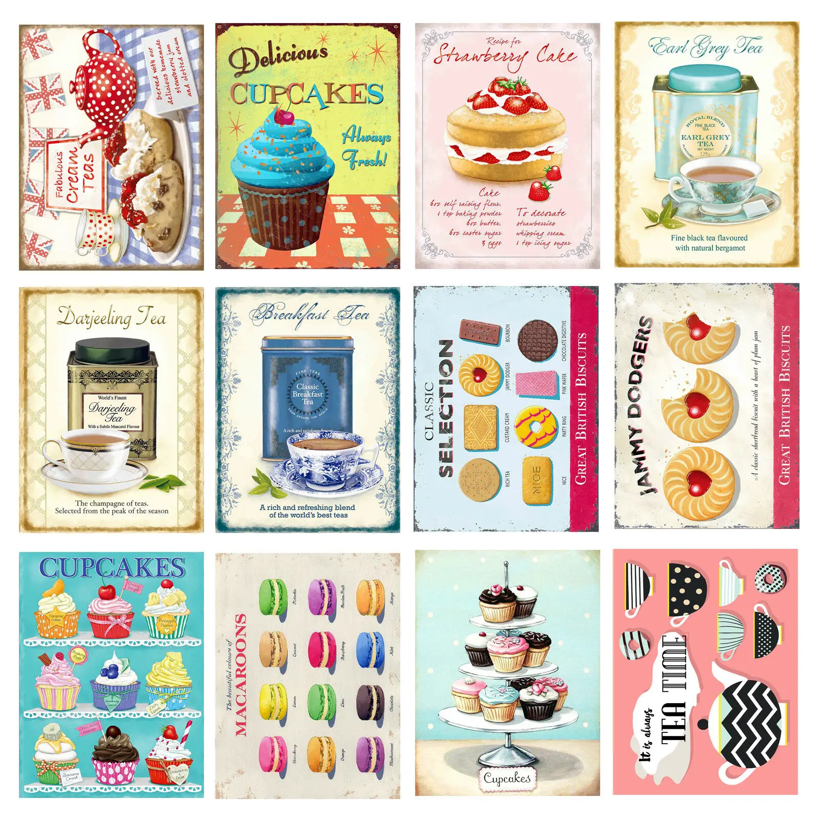 Delicious Cupcakes Cookie Tea Sign Metal Kitchen Tin Sign Poster Vintage British Afternoon Tea Metal Posters for Home Pub Club
Delicious Cupcakes Cookie Tea Sign Metal Kitchen Tin Sign Poster Vintage British Afternoon Tea Metal Posters for Home Pub Club
