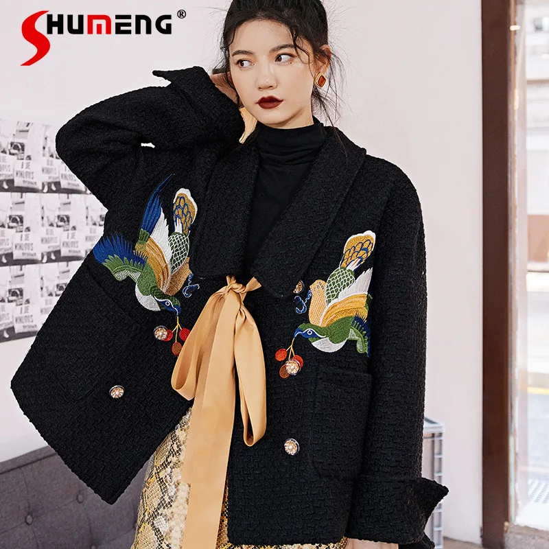 2021 Autumn and Winter Black Wool Korean Women's Young Embroidered Flower Woolen Coat Suit
2021 Autumn and Winter Black Wool Korean Women's Young Embroidered Flower Woolen Coat Suit
