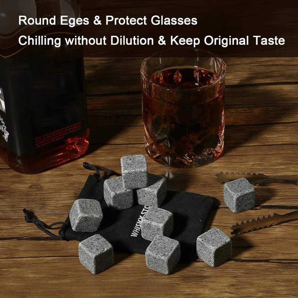 9 Granite Chilling Stones Whiskey Stones Gift Set Whisky Rocks - Reusable Ice Cubes with Tongs Stopper - Best Drinking Gift
9 Granite Chilling Stones Whiskey Stones Gift Set Whisky Rocks - Reusable Ice Cubes with Tongs Stopper - Best Drinking Gift