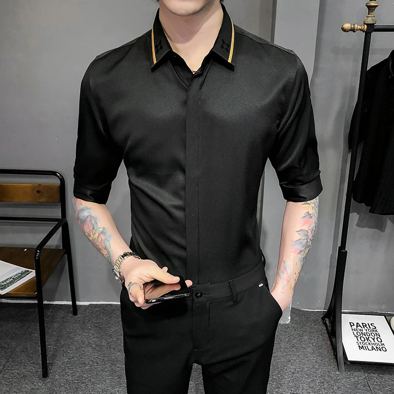 Brand Solid Color Shirts Men Business Casual Formal Dress Shirts 2021 Summer Slim Fit Streetwear Social Party Blouse Camisas
Brand Solid Color Shirts Men Business Casual Formal Dress Shirts 2021 Summer Slim Fit Streetwear Social Party Blouse Camisas