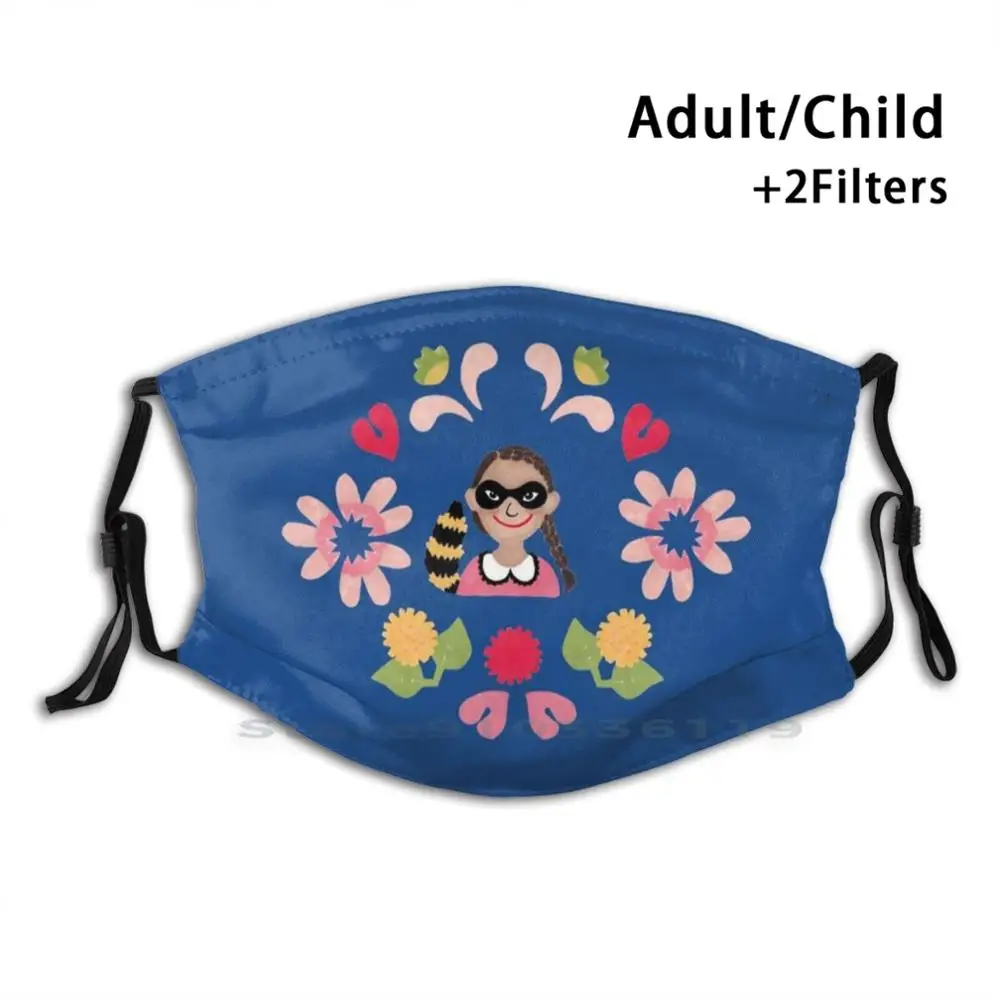 Raccoon Girl In Cobalt Blue Print Reusable Mask Pm2.5 Filter Face Mask Kids Dark Girl Raccoon Children Flowers Stamps Lovely
Raccoon Girl In Cobalt Blue Print Reusable Mask Pm2.5 Filter Face Mask Kids Dark Girl Raccoon Children Flowers Stamps Lovely