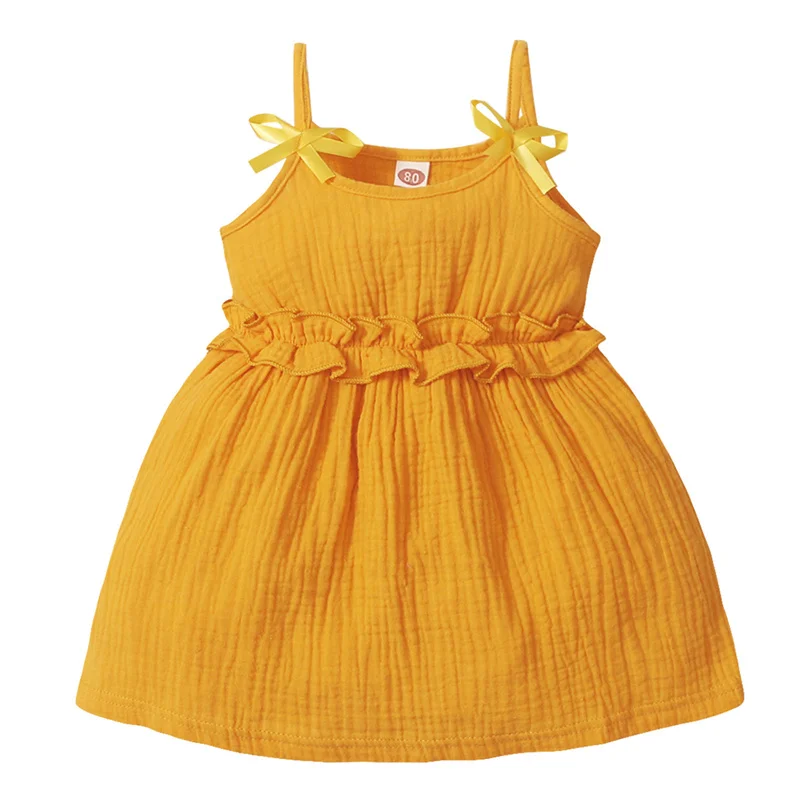 2021 Infant Sleeveless pirncess Dress, Baby Girls Solid Color U-shaped Neck Spaghetti Strap Ruffle with Bowknot
2021 Infant Sleeveless pirncess Dress, Baby Girls Solid Color U-shaped Neck Spaghetti Strap Ruffle with Bowknot