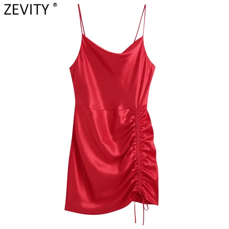 ZEVITY New Women Sexy Solid V Neck Spaghetti Strap Slim Mini Dress Female Chic Pleated Lace Up Party Sling Satin Vestidos DS8939
ZEVITY New Women Sexy Solid V Neck Spaghetti Strap Slim Mini Dress Female Chic Pleated Lace Up Party Sling Satin Vestidos DS8939