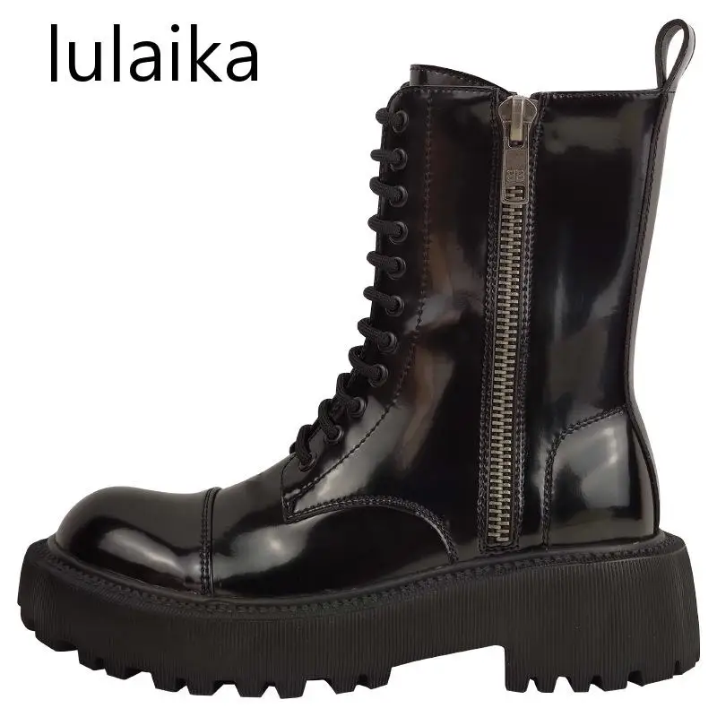 Women Two Zippers High Platform Ankle Shoes Chunky Leather Motorcycle Ladies Fashion Boots Martins 2020 Size 35-40 
Women Two Zippers High Platform Ankle Shoes Chunky Leather Motorcycle Ladies Fashion Boots Martins 2020 Size 35-40