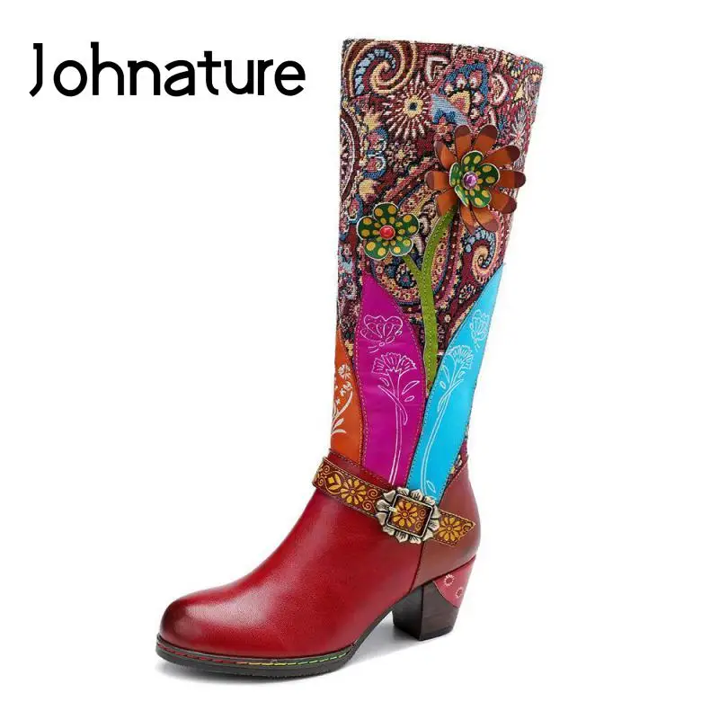 Женские ботинки с круглым носком Johnature, длинные ботинки из натуральной кожи, с прошивкой, на платформе, разные цвета, для отдыха, для зимы, 2022
Женские ботинки с круглым носком Johnature, длинные ботинки из натуральной кожи, с прошивкой, на платформе, разные цвета, для отдыха, для зимы, 2022
