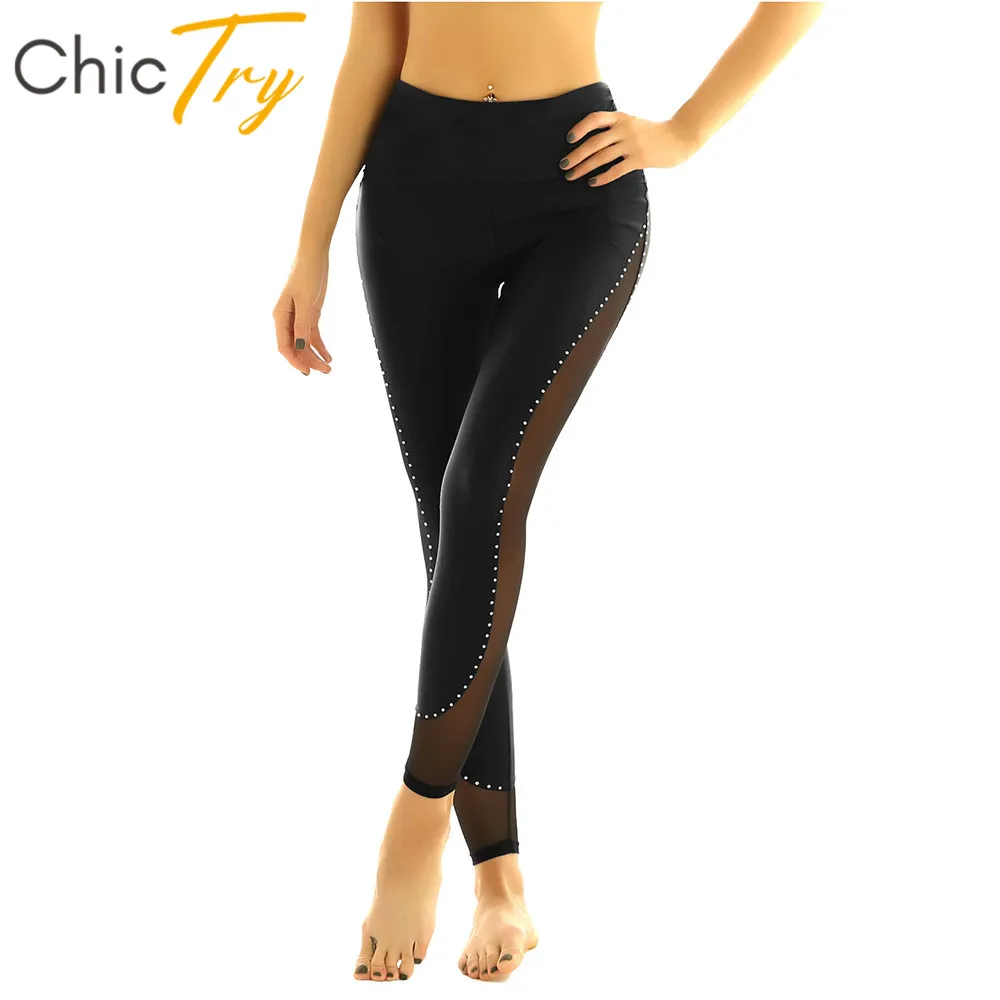 ChicTry Women Shiny Rhinestones Mesh Splice Performance Dancewear High Waist Ballet Tights Leggings Yoga Sports Gymnastics Pants
ChicTry Women Shiny Rhinestones Mesh Splice Performance Dancewear High Waist Ballet Tights Leggings Yoga Sports Gymnastics Pants