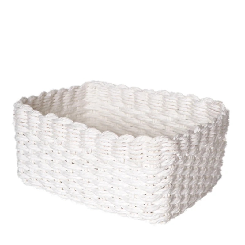 94PF White Desktop Storage Basket Handmade Woven Kitchen Home Organizer Sundry Holder
94PF White Desktop Storage Basket Handmade Woven Kitchen Home Organizer Sundry Holder