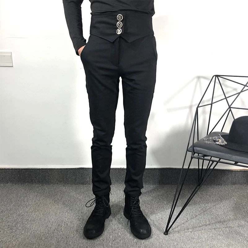 Men's Casual Pants Spring And Autumn New Dark Personality Slim High Waist Buckle Decorative Tapered Pants Pencil Pants
Men's Casual Pants Spring And Autumn New Dark Personality Slim High Waist Buckle Decorative Tapered Pants Pencil Pants