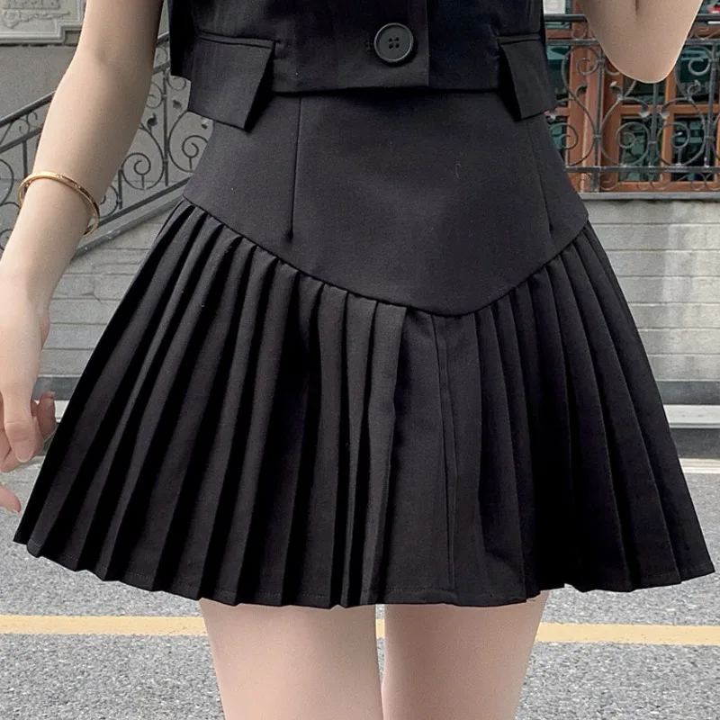 Korean Fashion Short-sleeve Suit Jacket With Pointed Collar + High-waist Pleated Skirt Temperament Skirts Suits Ensembles Femme 
Korean Fashion Short-sleeve Suit Jacket With Pointed Collar + High-waist Pleated Skirt Temperament Skirts Suits Ensembles Femme