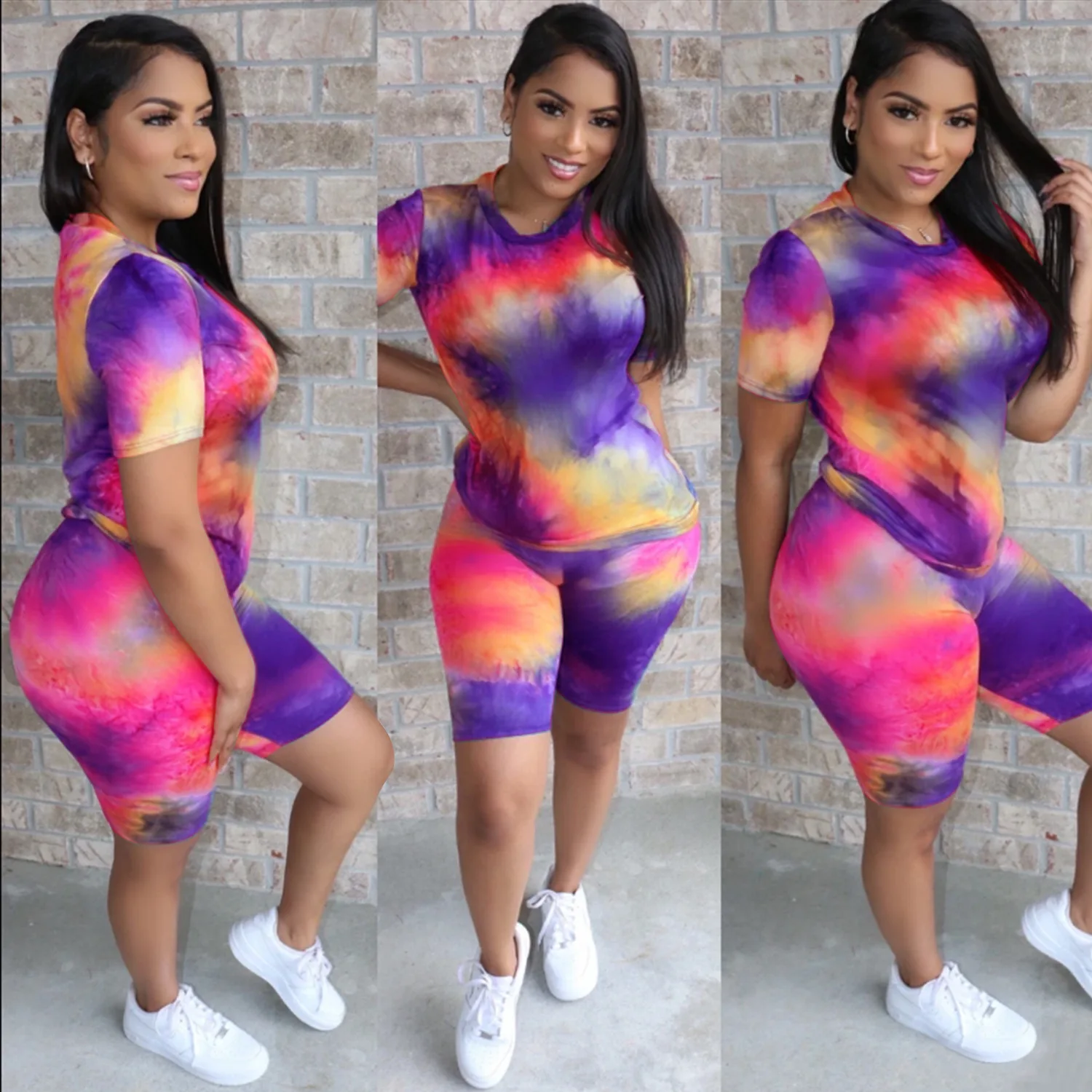 2-piece Shorts Short-sleeved Clothing Fashion Casual Sports Suit T-shirt Streetwear Tie-dye Shorts O-neck Printed Home Wear
2-piece Shorts Short-sleeved Clothing Fashion Casual Sports Suit T-shirt Streetwear Tie-dye Shorts O-neck Printed Home Wear