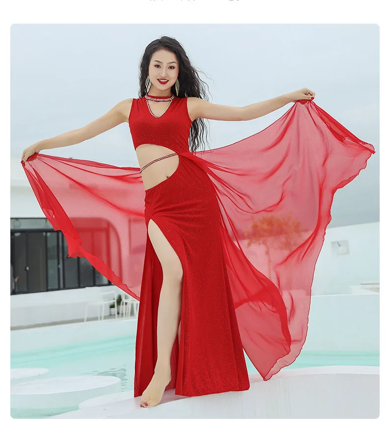 Новинка 2020 женская одежда для танца живота из модала Цельный Сарафан костюм